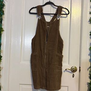 Tu Brown Corduroy Overall Dress